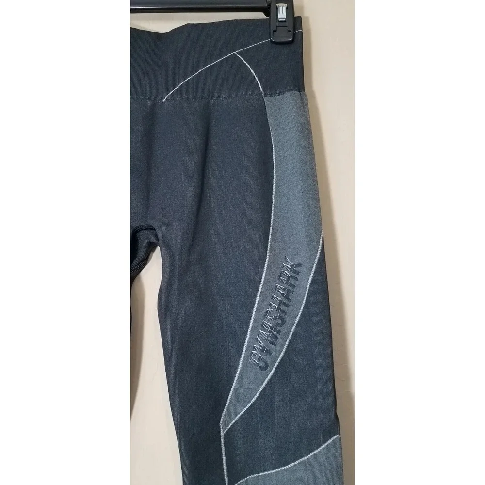 Gymshark Seamless Leggings Women Gray Logo Spellout‎ Stretch
